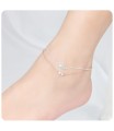 Cutie Bow with CZ Stones Silver Anklet ANK-194